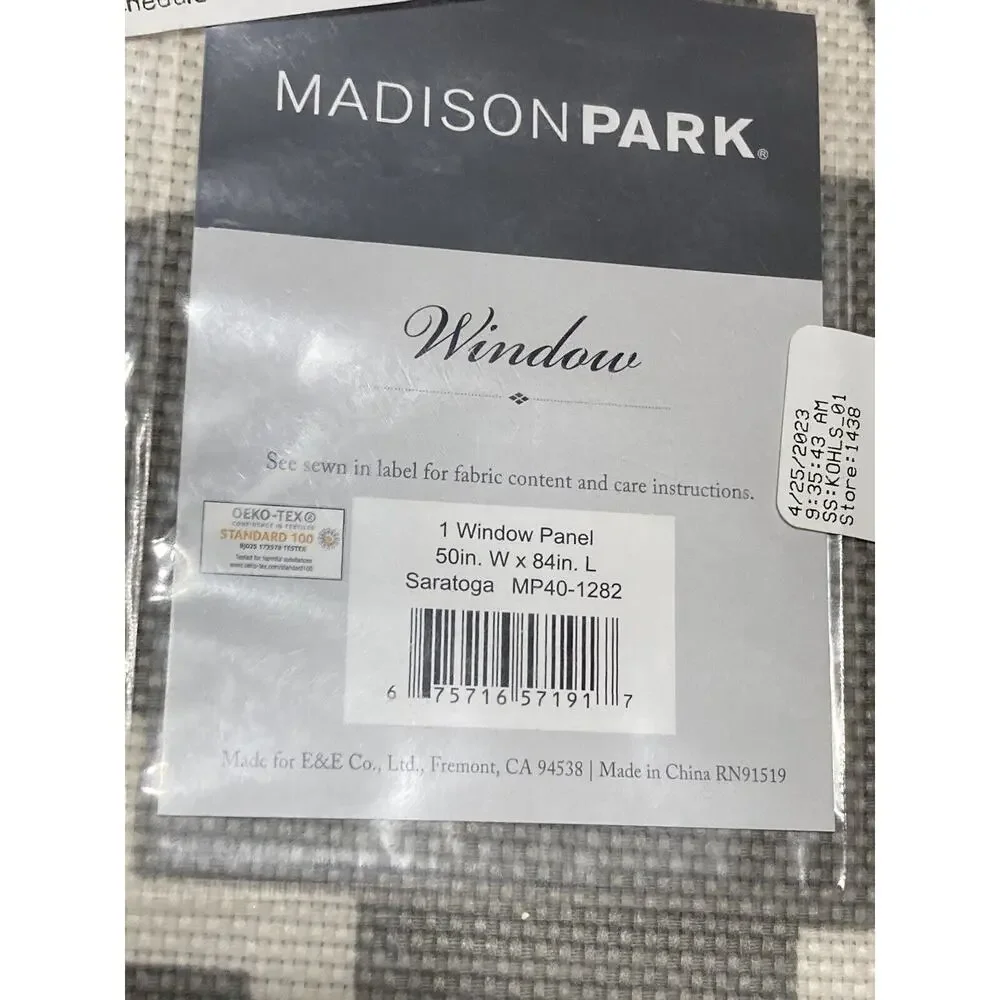 Madison Park Saratoga Print Grommet Window‎ Curtain Panels SET OF 2 Gray